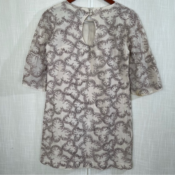 French Connection Bell Sleeve Metallic Embroidery Mini Dress Sz 6‎ - Picture 7 of 10